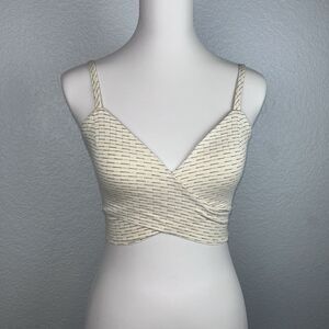 Reformation Women's Crop Top Beige Stripe Spagetthi Straps Size XS